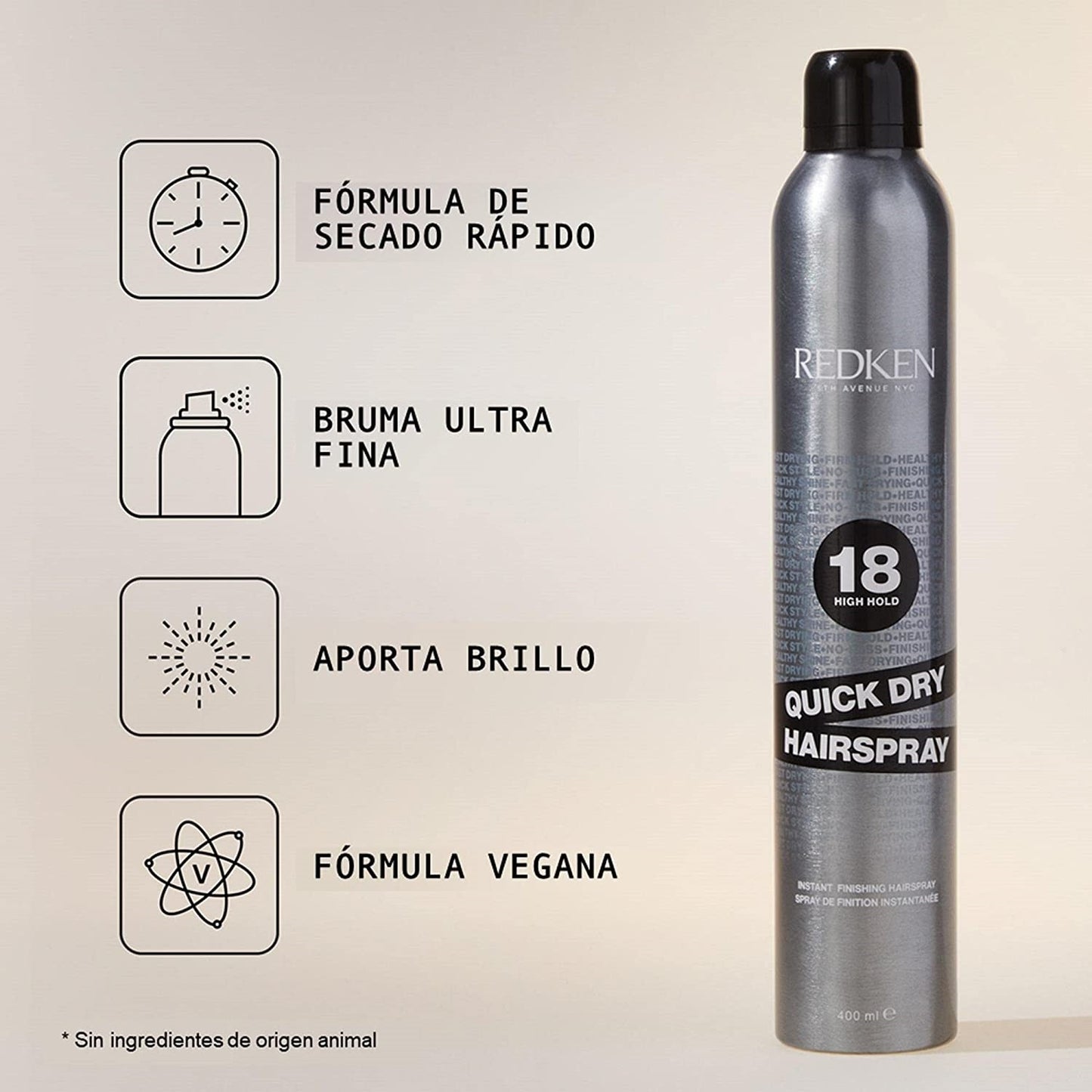 Quick Dry Hairspray 18 - Laca de Fijación de Secado Rápido